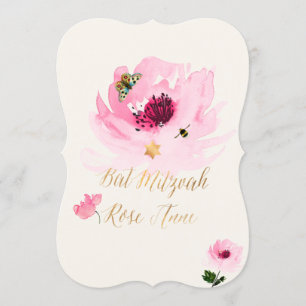 PixDezines Wasserfarbe/Rose Wasser/Bat Mitzvah Einladung