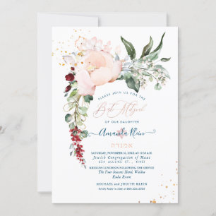 PixDezines Wasserfarbe Zarte Rose Bat Mitzwa Einladung