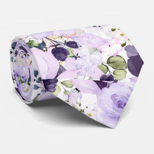 PixDezines Wasserfarben Blumen Lila Rosen Krawatte