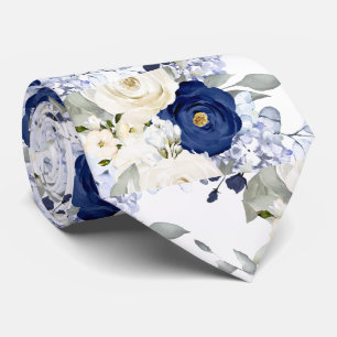 PixDezines Wasserfarben-Rosen Navyblau Creme Krawatte