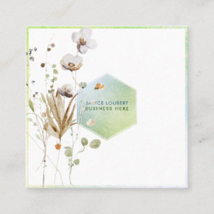 PixDezines Wasserfarben Wildblumen Honigwaben Quad Quadratische Visitenkarte