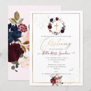 PixDezines Wasserfarbenblush+Burgundy Wreath Einladung