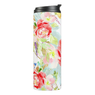 PIXDEZINES WASSERFARBENE CORAL PEONIES THERMOSBECHER