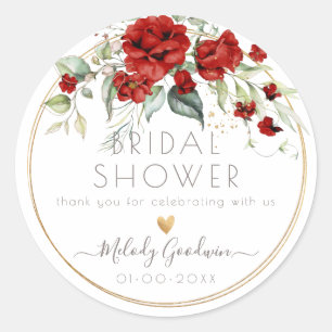 PixDezines Wasserfarbenes rotes Rosenbouquet  Runder Aufkleber