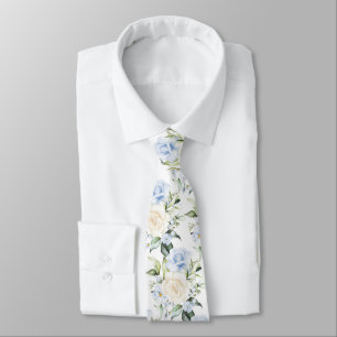 PixDezines Wasserfarbenrosen Blau Creme Krawatte
