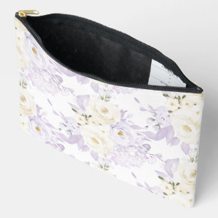 PixDezines Wasserfarbenrosen Hazy Lila Creme Zubehörtasche