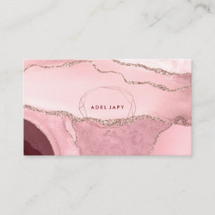 PixDezines Watercolor Agate Imitats Rose Gold Visitenkarte