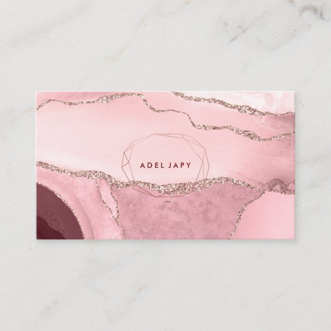 PixDezines Watercolor Agate Imitats Rose Gold Visitenkarte (Vorderseite)