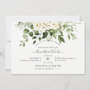 PixDezines Watercolor Alabaster Rose Eukalyptus Einladung