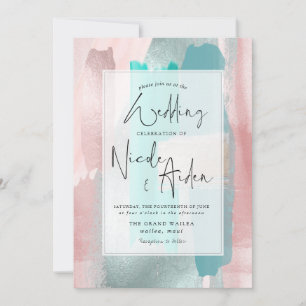 PixDezines Watercolor Aqua, Roségold-Schimmer Einladung