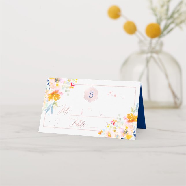 PixDezines Watercolor Bat Mitzvah, Mittsommerliche Platzkarte (Vorderseite)