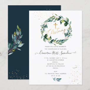 PixDezines Watercolor Blue Gum Eucalyptus Einladung