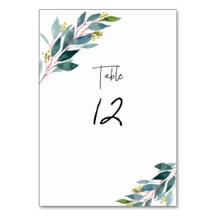 PixDezines Watercolor Blue Gum Eucalyptus Tischnummer