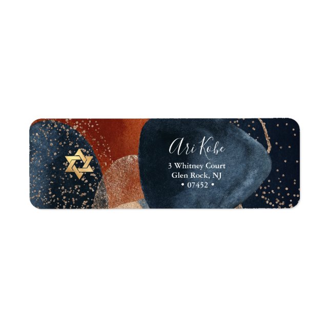 PixDezines Watercolor Blue Modern Abstrakt Label (Vorne)