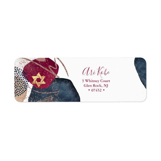 PixDezines Watercolor Blue Modern Abstrakt Label (Vorne)