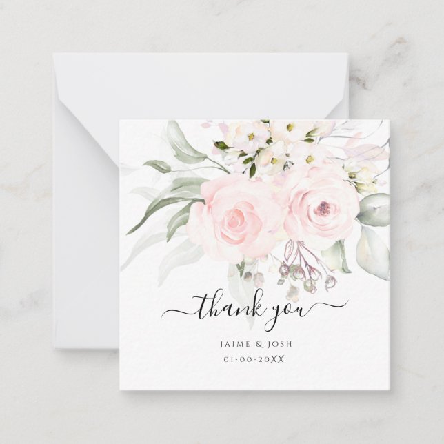 PixDezines Watercolor Blush Pink Roses Mitteilungskarte (Vorderseite)