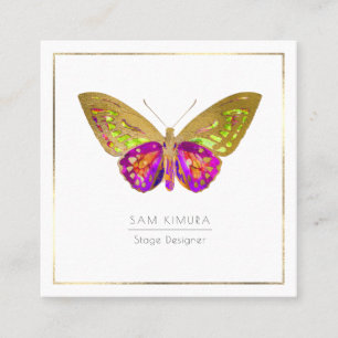 PixDezines Watercolor Butterflies Quadratische Visitenkarte