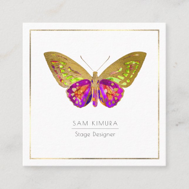 PixDezines Watercolor Butterflies Quadratische Visitenkarte (Vorderseite)