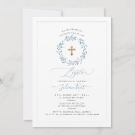PixDezines Watercolor Dusty Blue Wreath Einladung