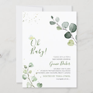 PixDezines Watercolor Eucalyptus Baby Shower Einladung