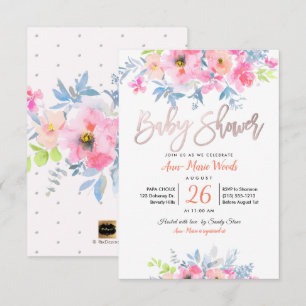 PixDezines Watercolor Garden Rose Kinderdusche Einladung