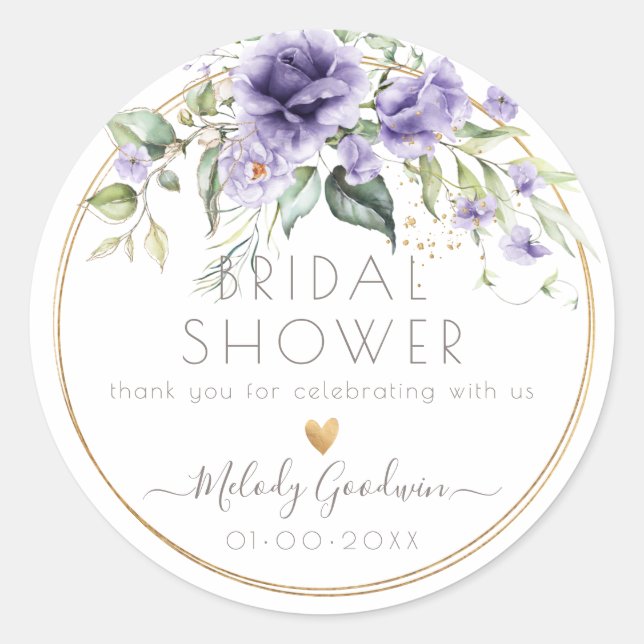 PixDezines Watercolor Lavender Lila Rose Runder Aufkleber (Vorderseite)