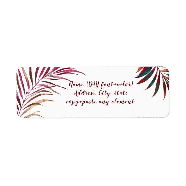 PixDezines Watercolor Palm Fronds, Burgund (Vorne)
