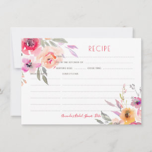 PixDezines Watercolor Peonies Rezept Karte