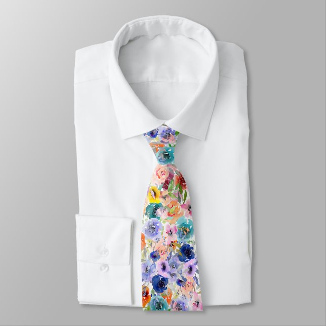 PixDezines Watercolor Petite Summer Florals Krawatte (Gebunden)