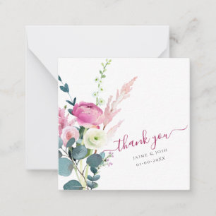 PixDezines Watercolor Pink Ranunculus Vielen Dank Mitteilungskarte