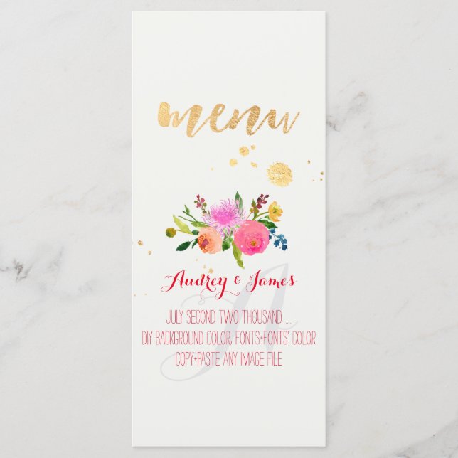 PixDezines Watercolor Ranunculus Menü Menükarte (Vorderseite)