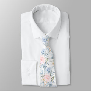 PixDezines Watercolor-Rosen Blassblau Krawatte