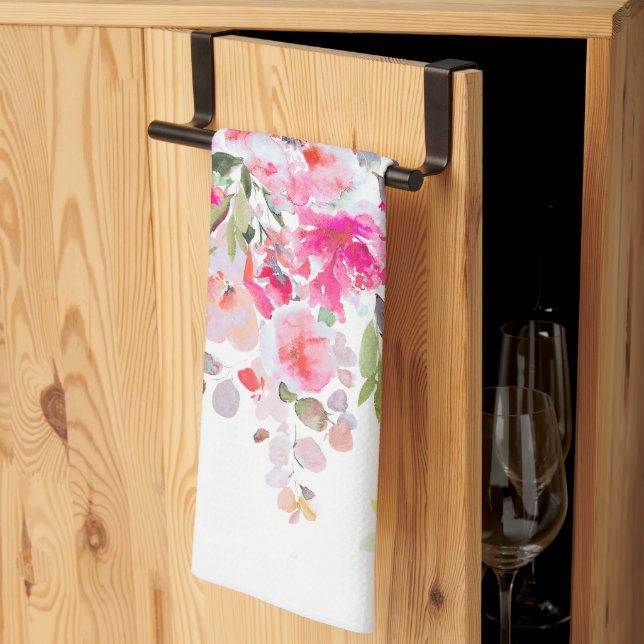 PixDezines Watercolor Sommer Floral Geschirrtuch (Drittel gefaltet)