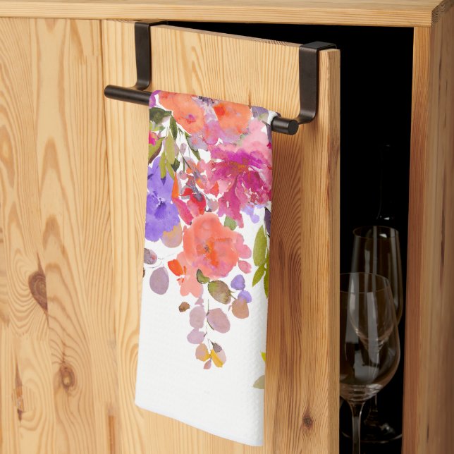 PixDezines Watercolor Sommer Floral Geschirrtuch (Drittel gefaltet)