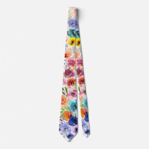 PixDezines Watercolor Sommerblumen Krawatte