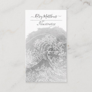 PixDezines Watercolor The Great Wave, Hokusai Visitenkarte