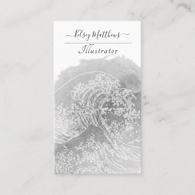 PixDezines Watercolor The Great Wave, Hokusai Visitenkarte (Vorderseite)