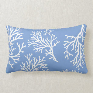 PixDezines weiß+blaue Koralle/DIY-Hintergrund Lendenkissen