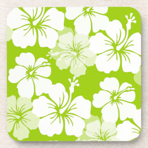 PixDezines weiße Hibiskus-/DIY-Hintergrund Untersetzer