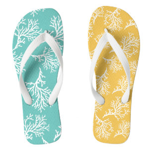 PixDezines weiße Korallen/DIY-Farben Flip Flops