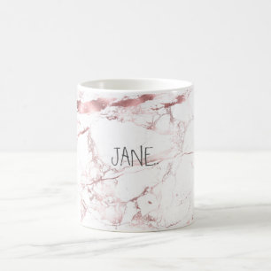 PixDezines WEISSE MARmor+FAUX ROSÉGOLDAdern Kaffeetasse