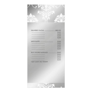 PixDezines Weißer Damast, Spa-Leistungsmenü Werbekarte