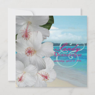 PixDezines Weißer Hibiskus/Strand/Tropische Hochze Einladung