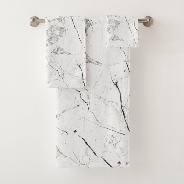 PixDezines Weißer Marmor Badhandtuch Set (Insitu)