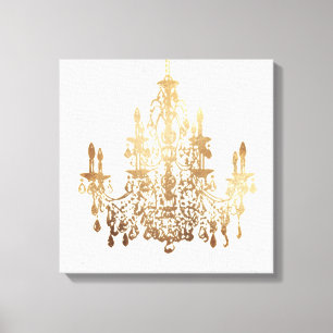 PixDezines weißer Marmor-Faux-Gold-Kronleuchter Leinwanddruck