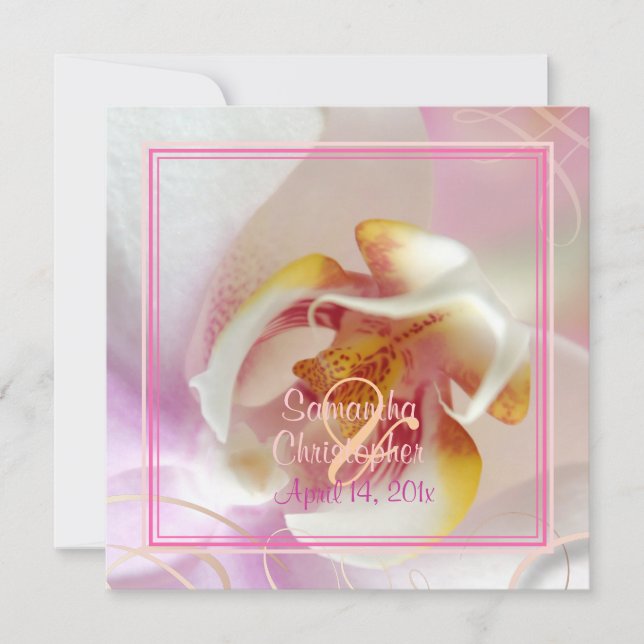 PixDezines Weißer Orchid| Pink und weiß Einladung (Vorderseite)