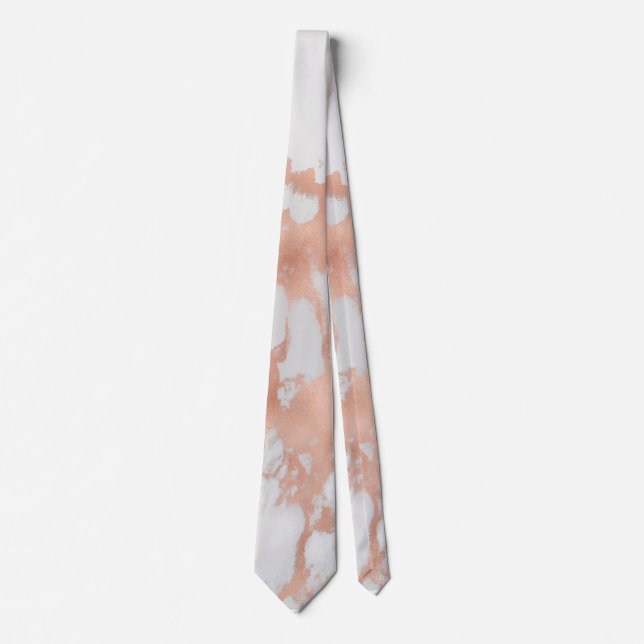 PixDezines Weißmarmor+Imitate Rose Gold Veins Neck Krawatte (Vorderseite)