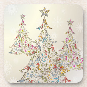PixDezines Whimpsy Weihnachtsbaum+Sterne Getränkeuntersetzer