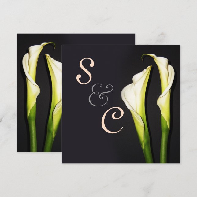 PixDezines WHITE CALLA LILILIES WEDERINVITATIONEN Einladung (Vorne/Hinten)