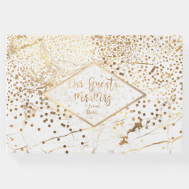 PixDezines WHITE MARBLE+IMITATS GOLD CONFETTI Gästebuch